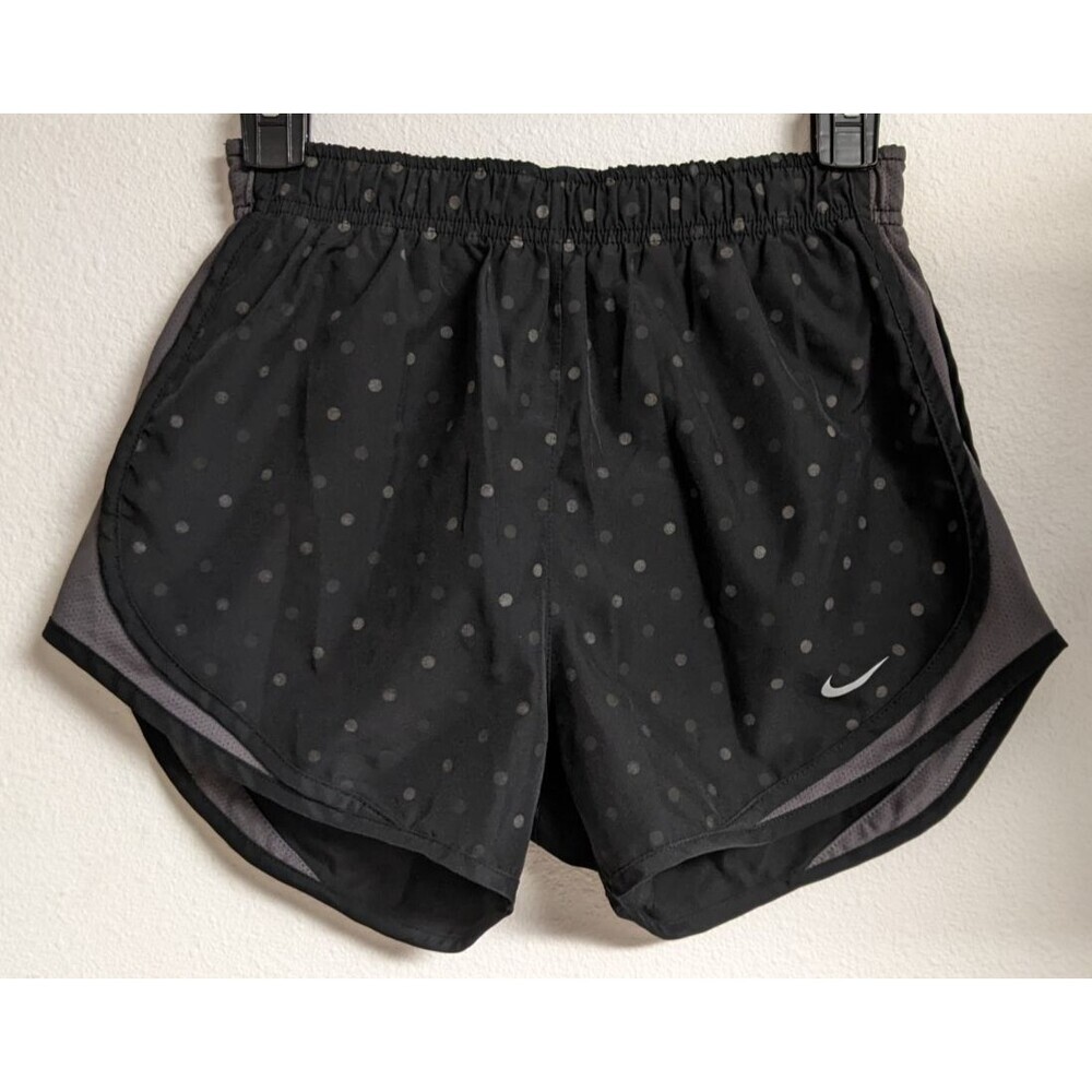 NIKE Polka Dot Black/Gray Lined Elastic Waist Drawstring 3" Running Shorts SM